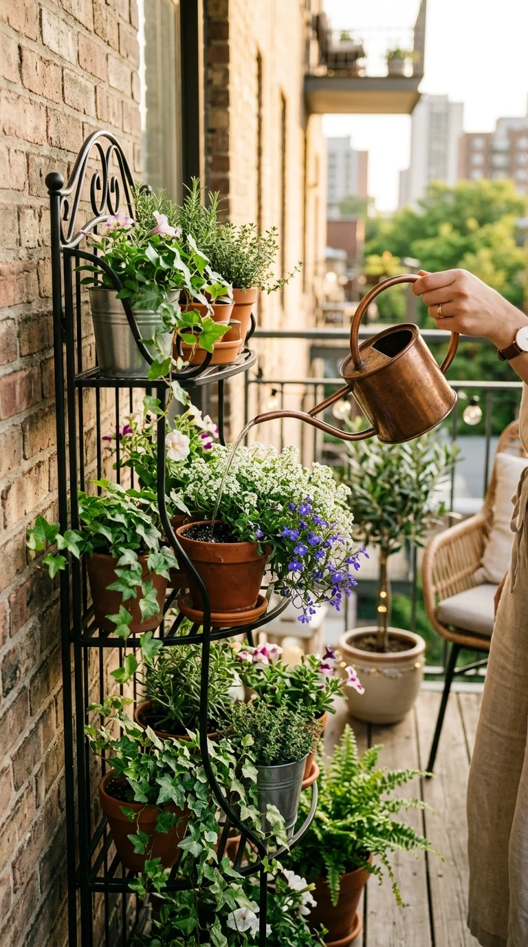 A helpful step-by-step care and watering illustration for “container gardening ideas small spaces”